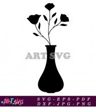 Outline Drawing Of Vase With Flowers SVG