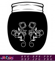 Simple Hand Drawn Jar With Floral Decorations SVG