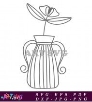 Classic Outline Flower Pot Simple Minimalist SVG