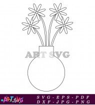 Black and White Flowerpot Minimalist Design SVG