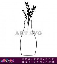 Vase with Leafs for Decoration Design SVG