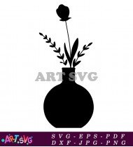 Floral Pot Simple Silhouette Vector SVG