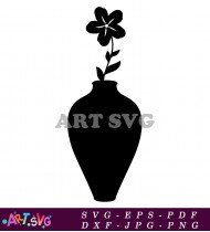 Vase With Flower Floral Art Vector Illustration SVG