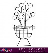 Free Black and White Flower Vase Illustration Design SVG