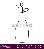 Printable Floral Flower Vase Silhouette Illustration Clipart SVG