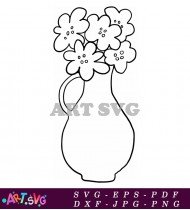 Elegant Black And White Floral Arrangement SVG