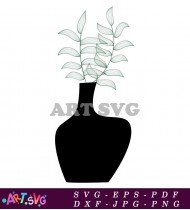 Single Plant And Black Vase Outline SVG