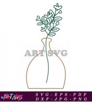 Green Plant In Vase Silhouette Clipart SVG