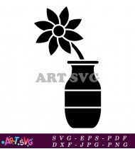 Black And White Flower In A Vase SVG