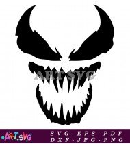 Black And White Venom Mouth Illustration SVG