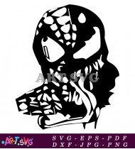 Venom Black And White Symbiote Character Art SVG