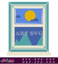 Cartoon Window Simple Line Drawing SVG 1