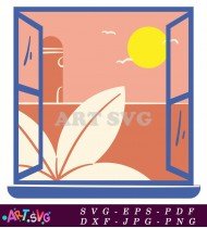 A Single Paned Window With Blue Sky SVG