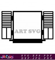 Contemporary White Casement Window With Blinds SVG