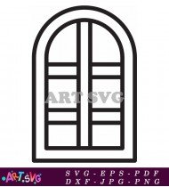 Arched Double Door Window Design SVG