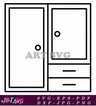 Black Window Frame with Shelf and Circle Knob SVG