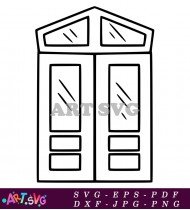 Large Double Door Window With Decorative Elements SVG