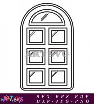 Window Frame With Multiple Panes And Glass SVG 1