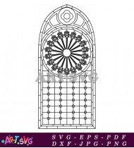 Black And White Window Frame With Circular SVG