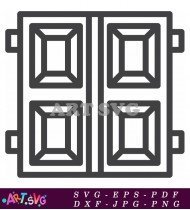 Four Pane Modern Casement Window Glass Design SVG