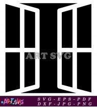 Modern Double Sliding French Door Design SVG