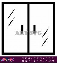 Double French Doors Modern Window Design SVG