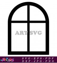 Black and White Round Top Window Icon SVG 2