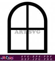 Black and White Round Top Window Icon SVG 3