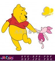 Winnie The Pooh Holding Piglet Cartoon Image SVG