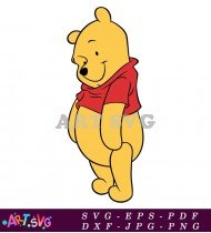 Winnie The Pooh Sitting And Smiling Illustration SVG