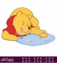 Winnie The Pooh On Blue And White Rug SVG