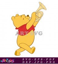 Winnie the Pooh Playing Trumpet Cartoon Illustration SVG