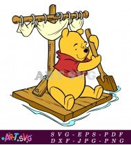 Winnie the Pooh Cartoon Character Raft Design SVG