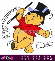 Cartoon Winnie the Pooh Wearing Top Hat SVG