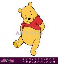 Winnie The Pooh Cartoon Character Walking In Red SVG