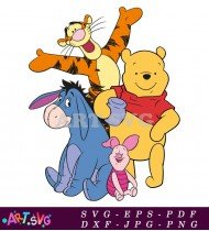 Winnie The Pooh Cartoon Character With Friends SVG