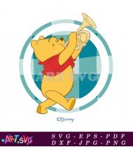 Winnie The Pooh Cartoon Character Playing Trumpet SVG