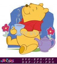 Winnie the Pooh Tea Party Cartoon Design SVG