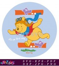 Winnie the Pooh Flying Airplane Cartoon Image SVG