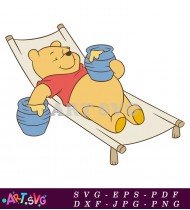 Winnie the Pooh Sleeping On A Brown Mat SVG