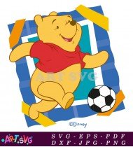 Winnie the Pooh Playing Soccer On Beach Towel SVG