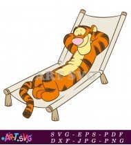 Winnie the Pooh In Yellow Stripes On A Chair SVG