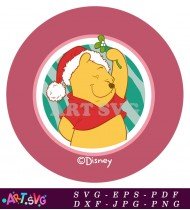 Winnie the Pooh Wearing Red Santa Hat Smiling SVG