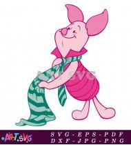 Winnie The Pooh Pig Wearing Scarf Cartoon SVG