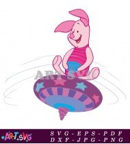 Piglet Cartoon Character Illustration Spinning Top SVG