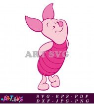 Piglet Cartoon Illustration Cute Smiling Face SVG 1