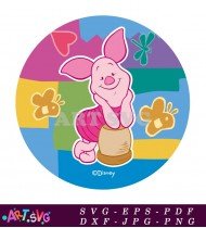 Piglet Character Cartoon Illustration Holding Honey SVG 1