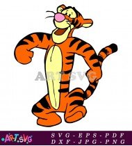 Cartoon Tiger Standing With His Tail Up SVG