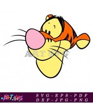 Cartoon Tiger Holding A Pink Toy SVG