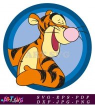 Cute Orange Tiger Character With A Smile SVG